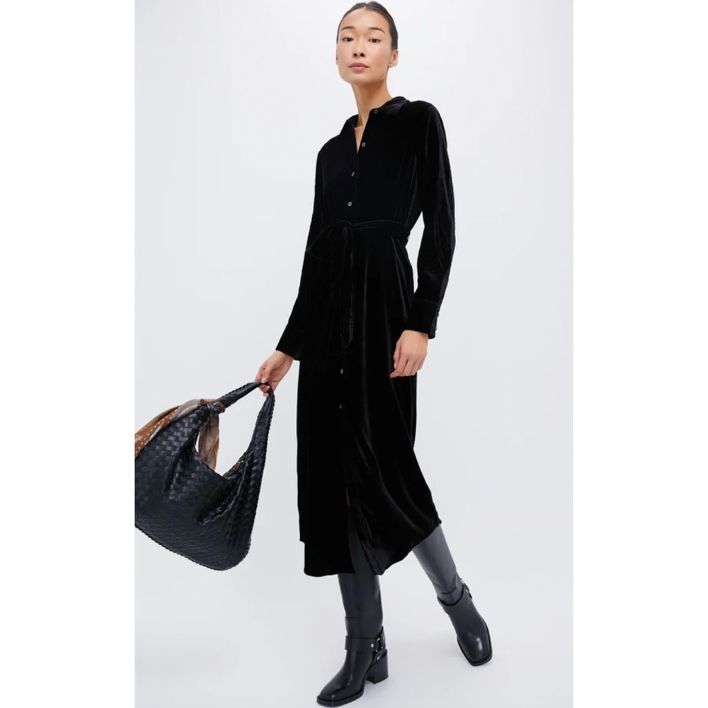Faherty Black Velvet Maxi Dress